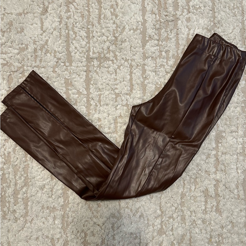 S Betro Brown Faux Leather Pants - Size Small